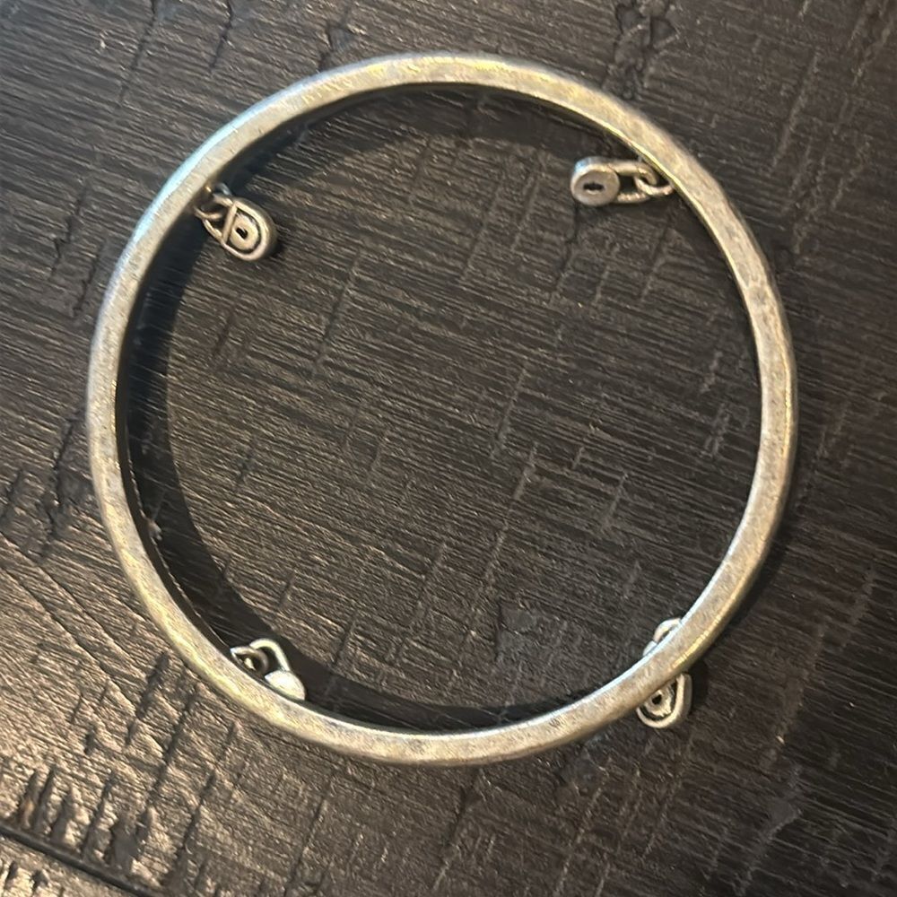 Silver Tone Dangle Mini Lock Charm Bangle Bracelet